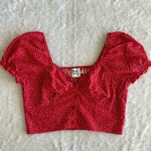Princess Polly Red Floral Print Crop Top Cottagecore Boho - Size 6